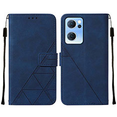 Leather Case Stands Flip Cover Holder Y01B for Oppo Find X5 Lite 5G Blue