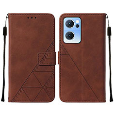 Leather Case Stands Flip Cover Holder Y01B for Oppo Find X5 Lite 5G Brown