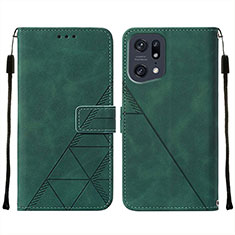 Leather Case Stands Flip Cover Holder Y01B for Oppo Find X5 Pro 5G Green
