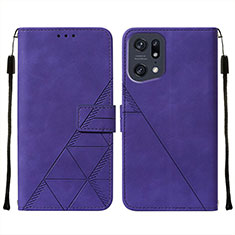 Leather Case Stands Flip Cover Holder Y01B for Oppo Find X5 Pro 5G Purple