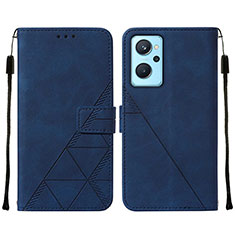 Leather Case Stands Flip Cover Holder Y01B for Oppo K10 4G Blue