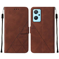 Leather Case Stands Flip Cover Holder Y01B for Oppo K10 4G Brown
