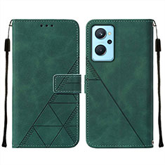 Leather Case Stands Flip Cover Holder Y01B for Oppo K10 4G Green