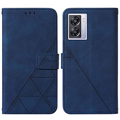 Leather Case Stands Flip Cover Holder Y01B for Oppo K10 5G India Blue