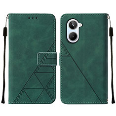 Leather Case Stands Flip Cover Holder Y01B for Realme 10 4G Green