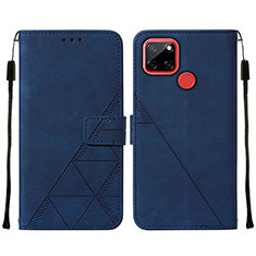 Leather Case Stands Flip Cover Holder Y01B for Realme 7i RMX2193 Blue