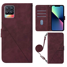 Leather Case Stands Flip Cover Holder Y01B for Realme 8 4G Red