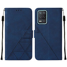 Leather Case Stands Flip Cover Holder Y01B for Realme 8 5G Blue