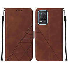 Leather Case Stands Flip Cover Holder Y01B for Realme 8 5G Brown