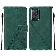 Leather Case Stands Flip Cover Holder Y01B for Realme 8 5G Green