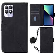 Leather Case Stands Flip Cover Holder Y01B for Realme 8i Black