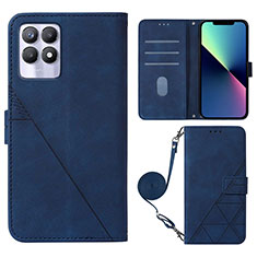 Leather Case Stands Flip Cover Holder Y01B for Realme 8i Blue