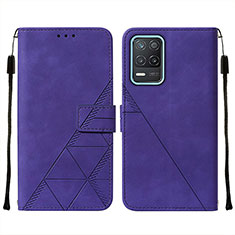 Leather Case Stands Flip Cover Holder Y01B for Realme 8s 5G Purple