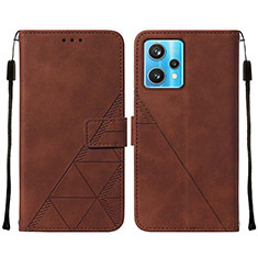 Leather Case Stands Flip Cover Holder Y01B for Realme 9 5G Brown