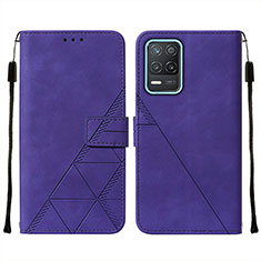 Leather Case Stands Flip Cover Holder Y01B for Realme 9 5G India Purple