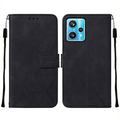 Leather Case Stands Flip Cover Holder Y01B for Realme 9 Pro+ Plus 5G Black