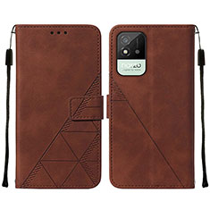 Leather Case Stands Flip Cover Holder Y01B for Realme C20A Brown