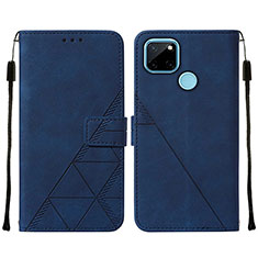 Leather Case Stands Flip Cover Holder Y01B for Realme C21Y Blue