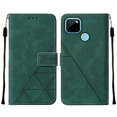 Leather Case Stands Flip Cover Holder Y01B for Realme C25Y India Green