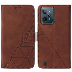 Leather Case Stands Flip Cover Holder Y01B for Realme C31 Brown