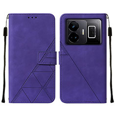 Leather Case Stands Flip Cover Holder Y01B for Realme GT Neo5 5G Purple