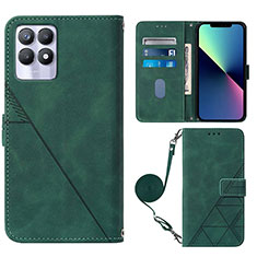 Leather Case Stands Flip Cover Holder Y01B for Realme Narzo 50 4G Green