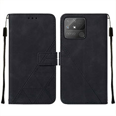 Leather Case Stands Flip Cover Holder Y01B for Realme Narzo 50A Black