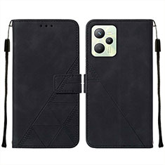 Leather Case Stands Flip Cover Holder Y01B for Realme Narzo 50A Prime Black