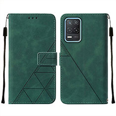 Leather Case Stands Flip Cover Holder Y01B for Realme Q3 5G Green