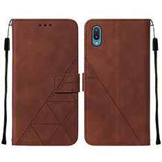 Leather Case Stands Flip Cover Holder Y01B for Samsung Galaxy A02 Brown