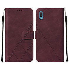 Leather Case Stands Flip Cover Holder Y01B for Samsung Galaxy A02 Red Wine