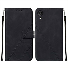 Leather Case Stands Flip Cover Holder Y01B for Samsung Galaxy A03 Core Black