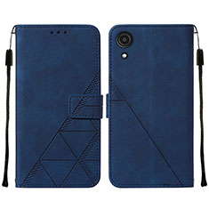 Leather Case Stands Flip Cover Holder Y01B for Samsung Galaxy A03 Core Blue