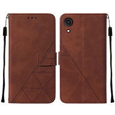 Leather Case Stands Flip Cover Holder Y01B for Samsung Galaxy A03 Core Brown