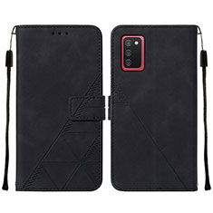 Leather Case Stands Flip Cover Holder Y01B for Samsung Galaxy A03s Black