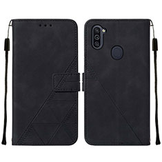 Leather Case Stands Flip Cover Holder Y01B for Samsung Galaxy A11 Black