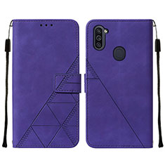 Leather Case Stands Flip Cover Holder Y01B for Samsung Galaxy A11 Purple