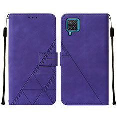 Leather Case Stands Flip Cover Holder Y01B for Samsung Galaxy A12 Purple