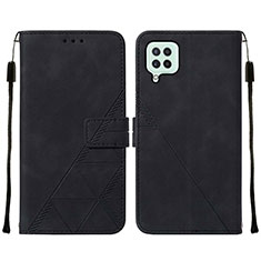 Leather Case Stands Flip Cover Holder Y01B for Samsung Galaxy A22 4G Black