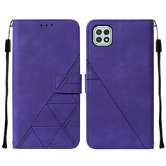 Leather Case Stands Flip Cover Holder Y01B for Samsung Galaxy A22 5G Purple