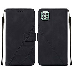 Leather Case Stands Flip Cover Holder Y01B for Samsung Galaxy A22s 5G Black