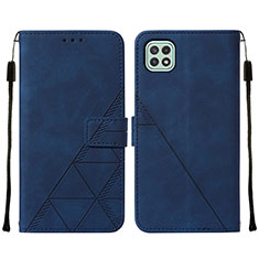 Leather Case Stands Flip Cover Holder Y01B for Samsung Galaxy A22s 5G Blue