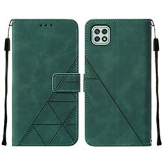 Leather Case Stands Flip Cover Holder Y01B for Samsung Galaxy A22s 5G Green