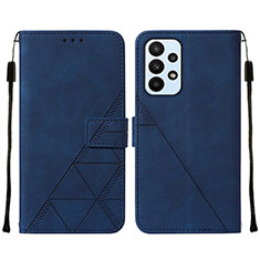 Leather Case Stands Flip Cover Holder Y01B for Samsung Galaxy A23 4G Blue