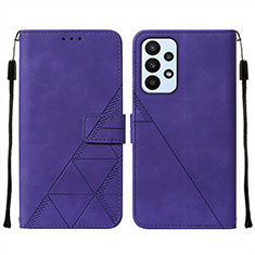 Leather Case Stands Flip Cover Holder Y01B for Samsung Galaxy A23 4G Purple