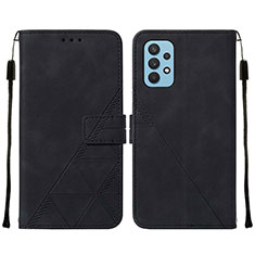 Leather Case Stands Flip Cover Holder Y01B for Samsung Galaxy A32 5G Black