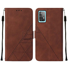 Leather Case Stands Flip Cover Holder Y01B for Samsung Galaxy A52 5G Brown