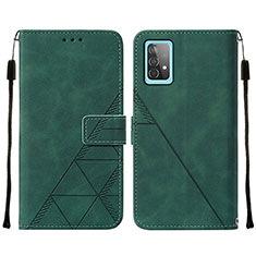 Leather Case Stands Flip Cover Holder Y01B for Samsung Galaxy A52 5G Green