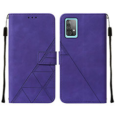 Leather Case Stands Flip Cover Holder Y01B for Samsung Galaxy A52 5G Purple