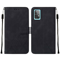 Leather Case Stands Flip Cover Holder Y01B for Samsung Galaxy A52s 5G Black